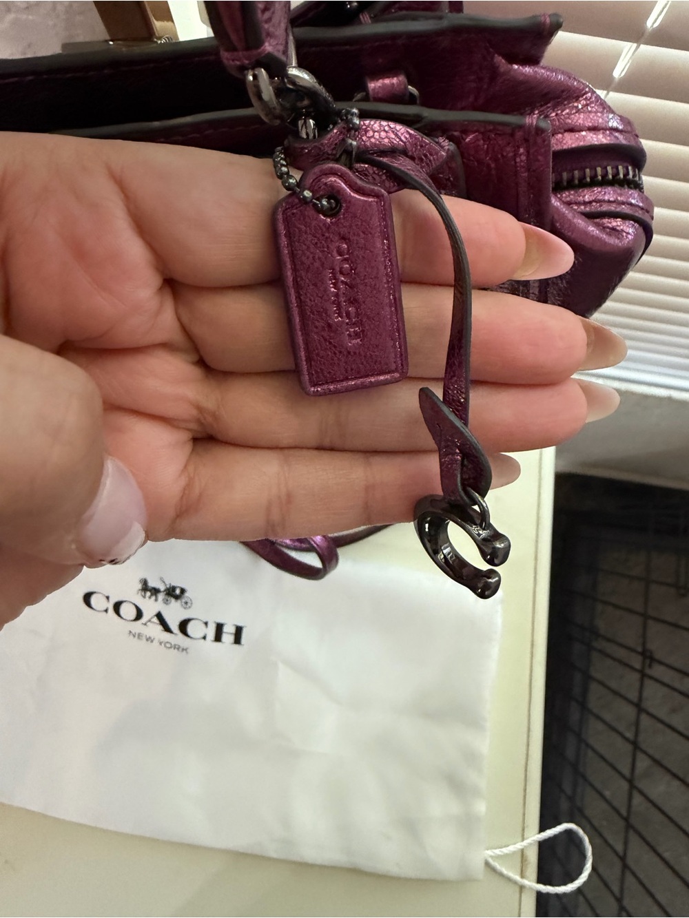 Coach Dreamer 21 Metallic Plum Satchel - Picture 3 of 8